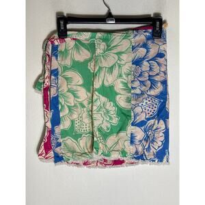 Farm Rio Floral Multi Color BLock Wrap Skirt Sz M